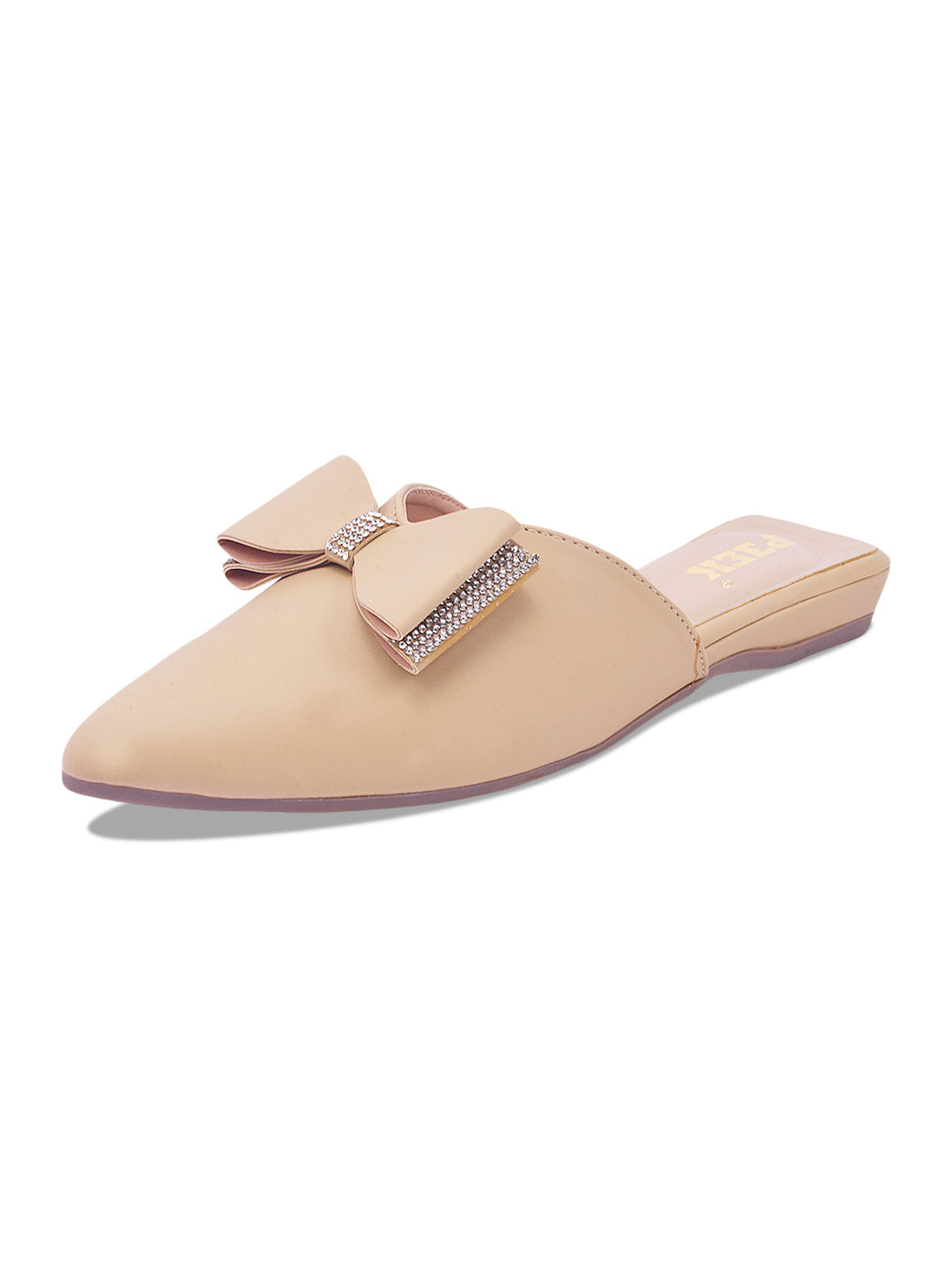 Bow Solid Pointed Toe Mules