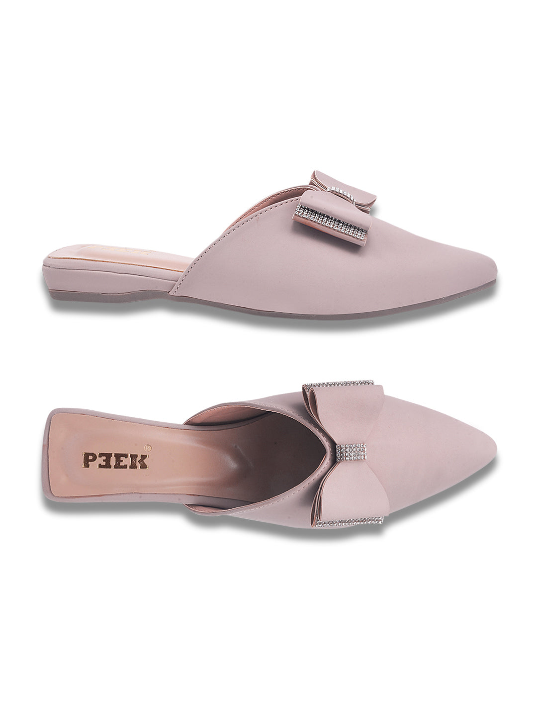 Bow Solid Pointed Toe Mules