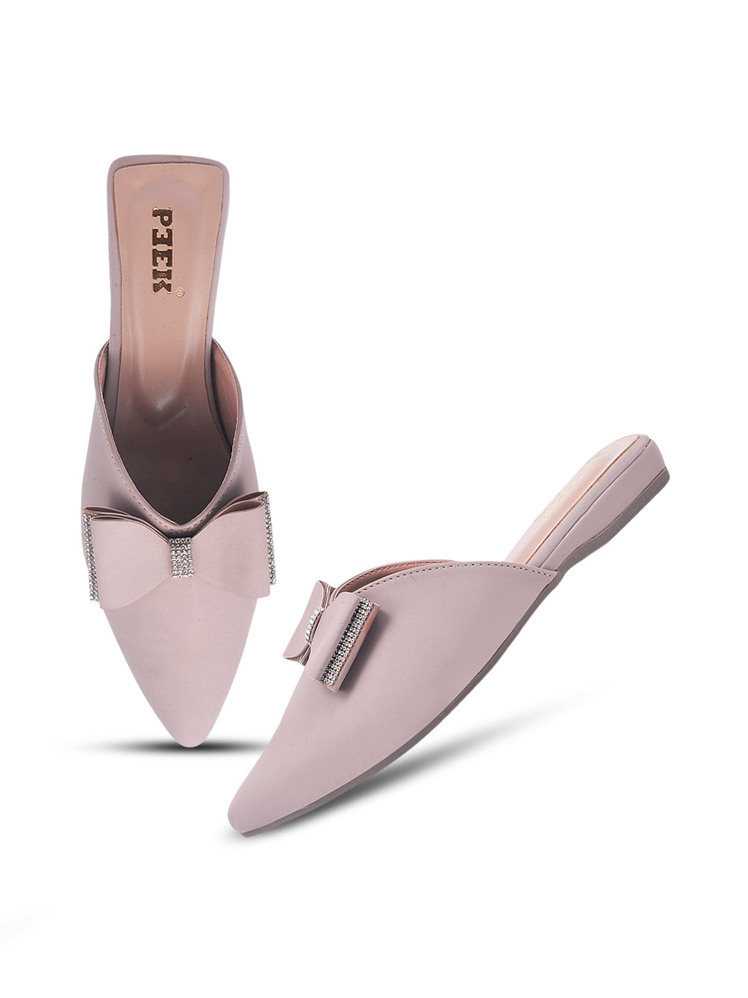 Bow Solid Pointed Toe Mules