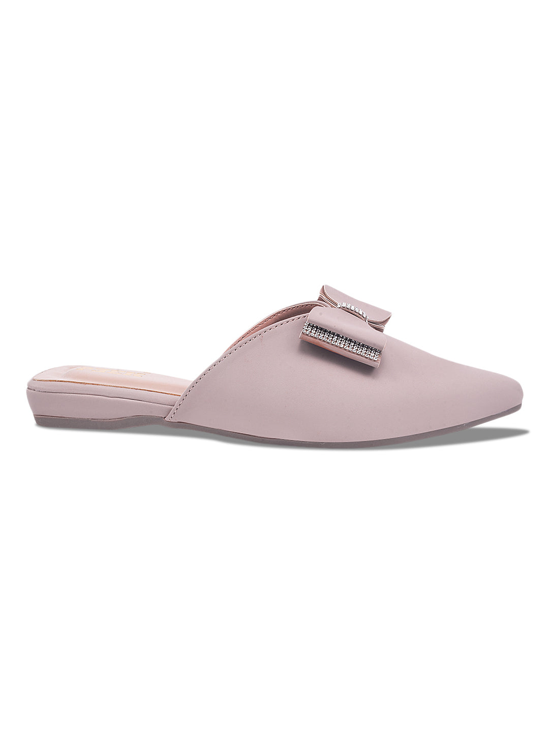 Bow Solid Pointed Toe Mules