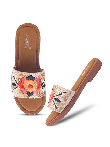 Flower 1 Handcrafted Floral Embroidered Flats