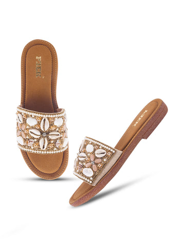 Stylish Handcrafted Flats with Shells, Beads & Stones