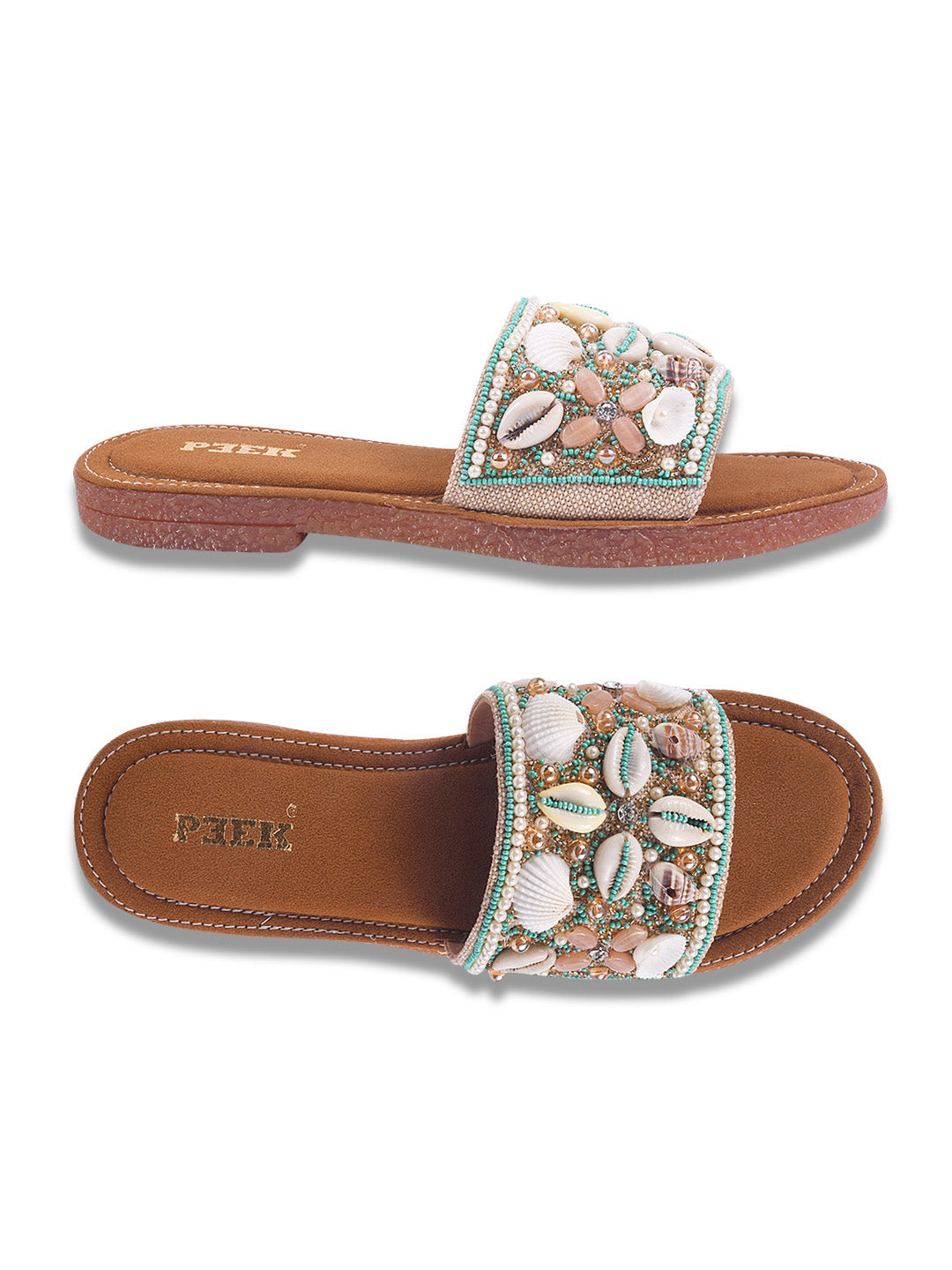 Stylish Handcrafted Flats with Shells, Beads & Stones