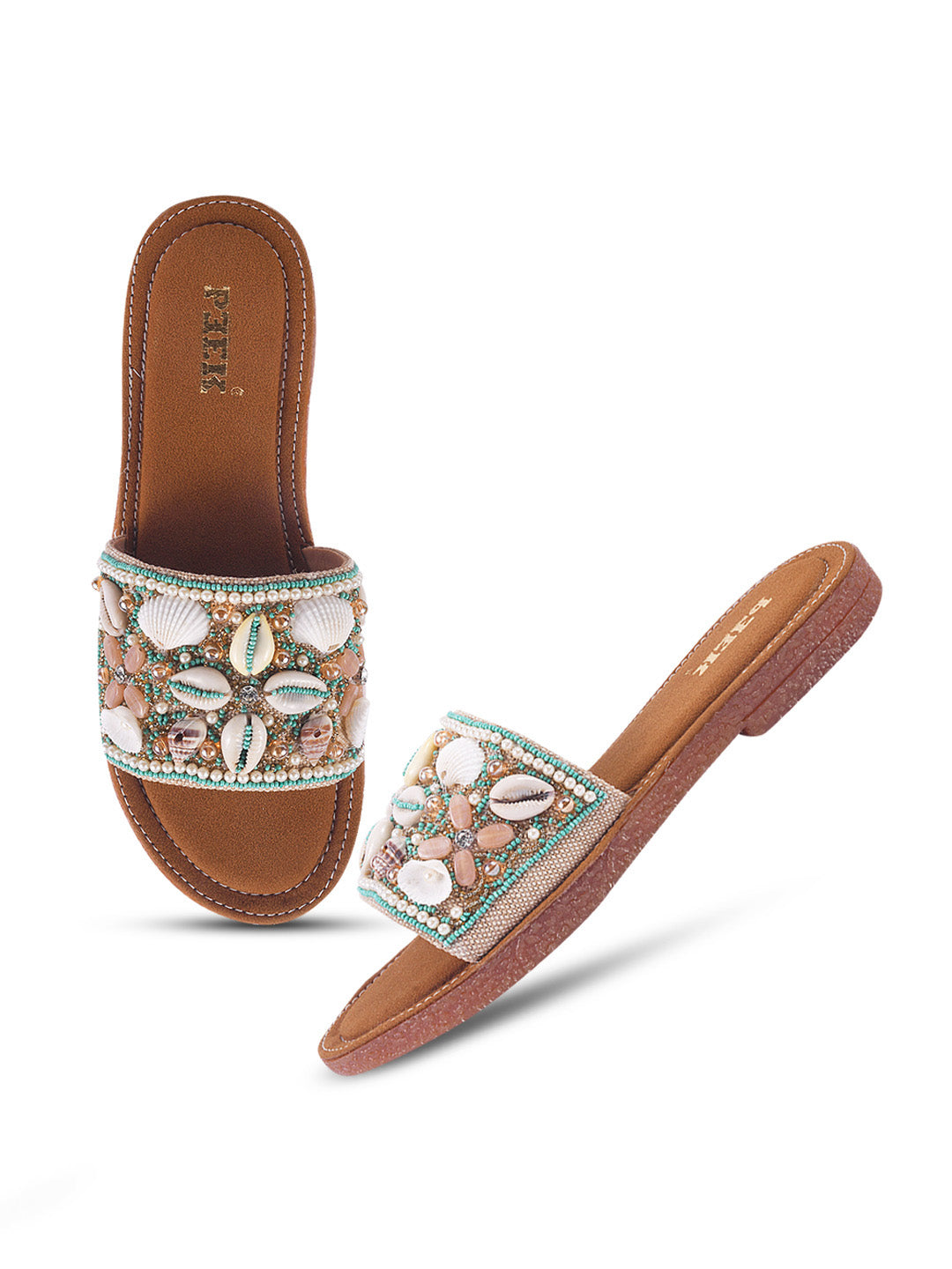 Stylish Handcrafted Flats with Shells, Beads & Stones