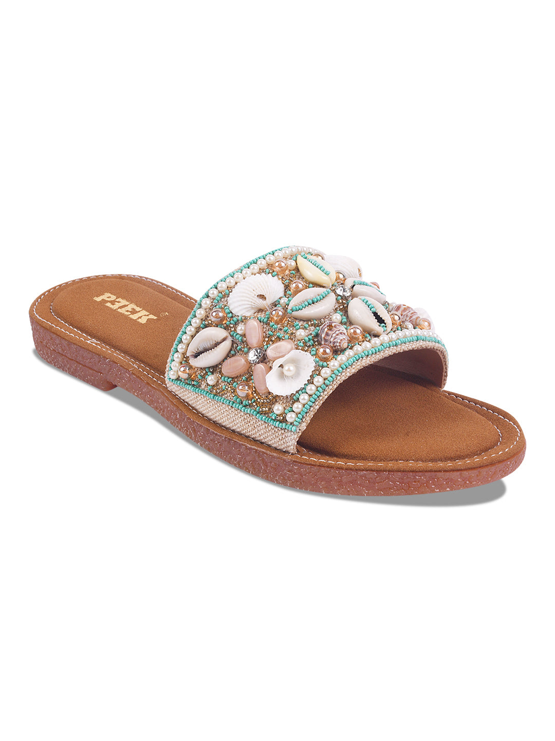 Stylish Handcrafted Flats with Shells, Beads & Stones