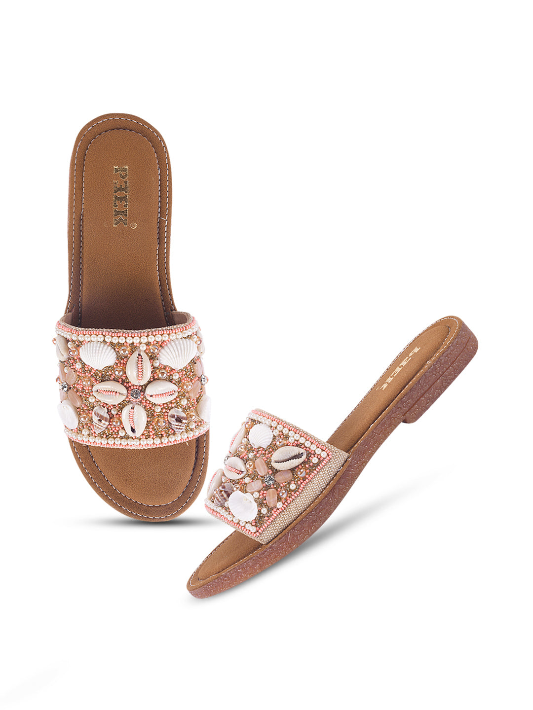 Stylish Handcrafted Flats with Shells, Beads & Stones