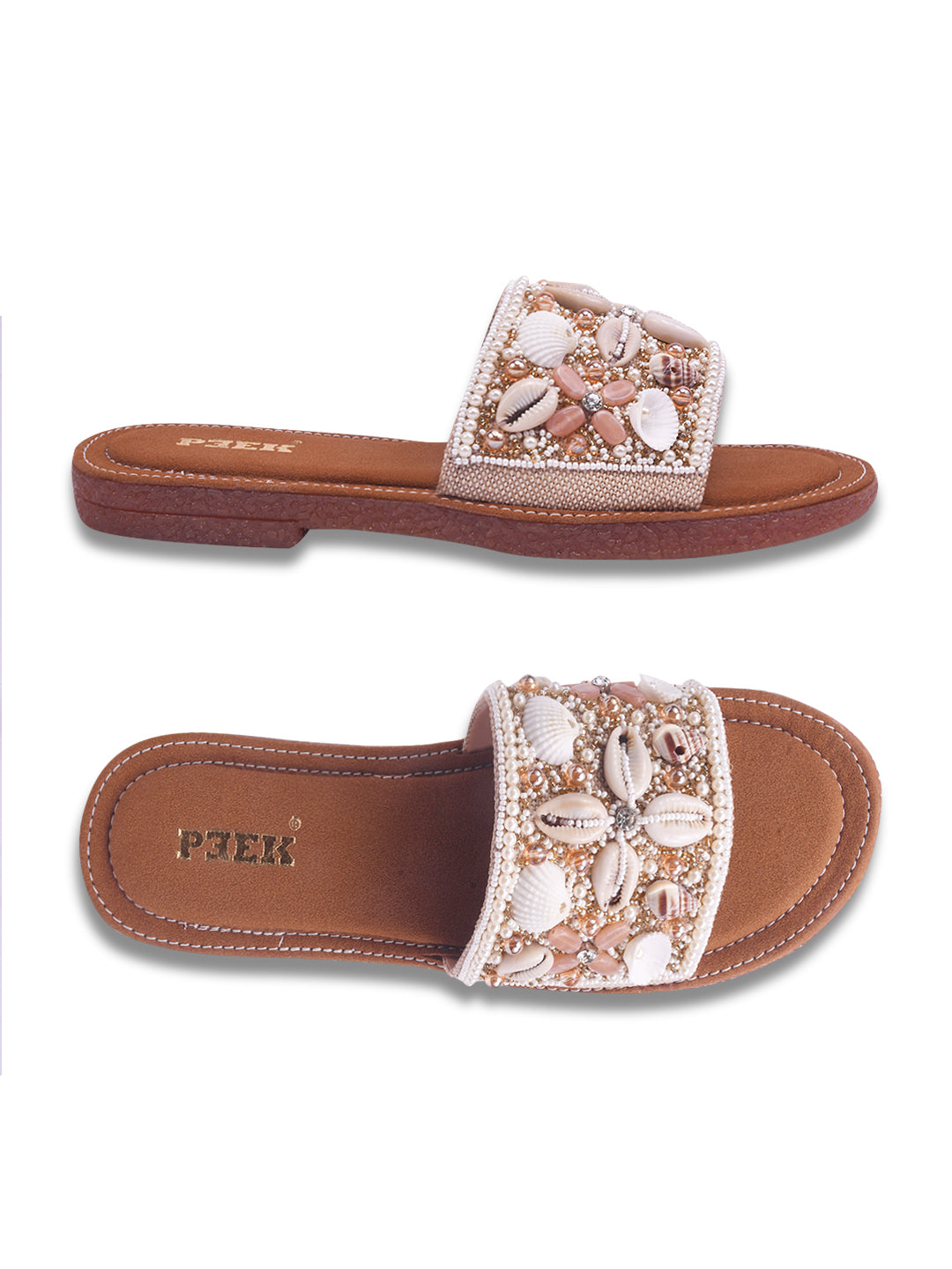 Stylish Handcrafted Flats with Shells, Beads & Stones