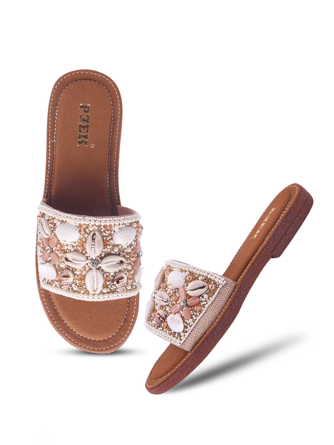 Stylish Handcrafted Flats with Shells, Beads & Stones